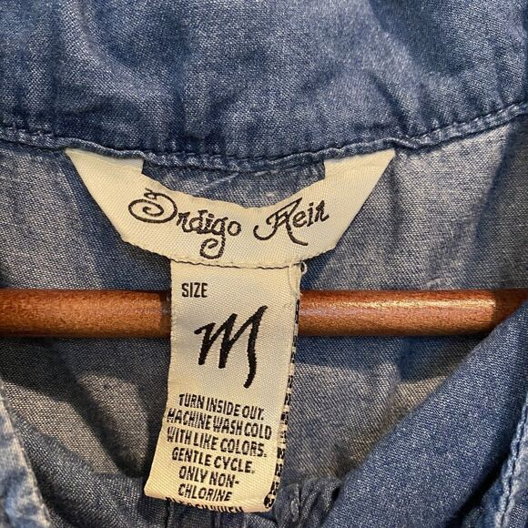 Indigo Rein Vest Women's Medium M Blue Hoodie Chambray Drawstring Y2K Style - Picture 2 of 13